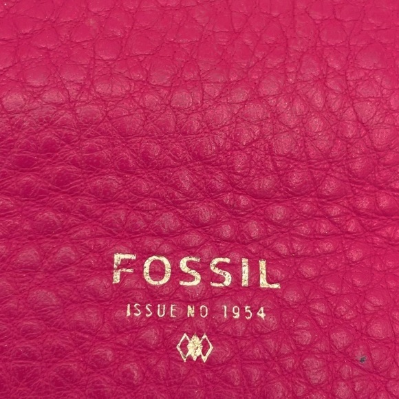 FOSSIL LEATHER Long Live Vintage coin purse/card wallet/phone case, dark pink - Picture 2 of 9
